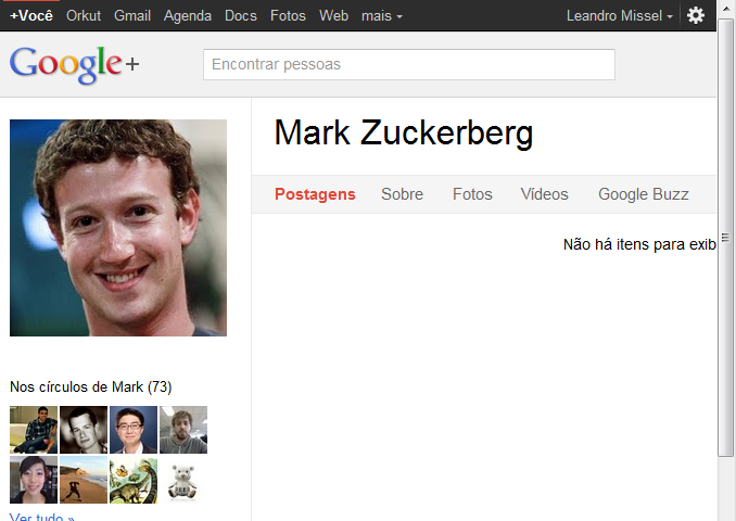 Mark Zuckerberg no Google+